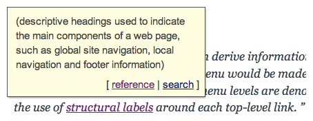 A rich tooltip positioned above the linked-term.
