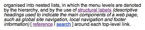 The same tooltip viewed without CSS, showing the explanation as parenthesised text.