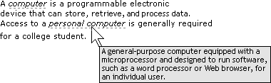 Figure 10.1. A styled dfn element with a title attribute and styled cursor