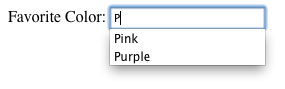 Figure 4. The datalist element in action in Firefox