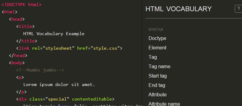 HTML Vocabulary