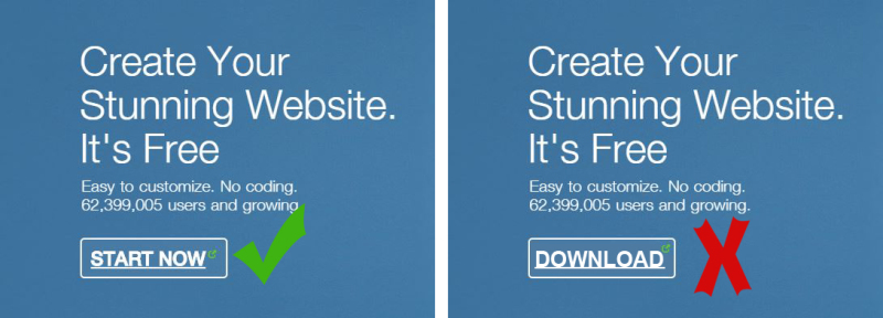 Two examples: One button says 'Download', the other says 'Get Started'.