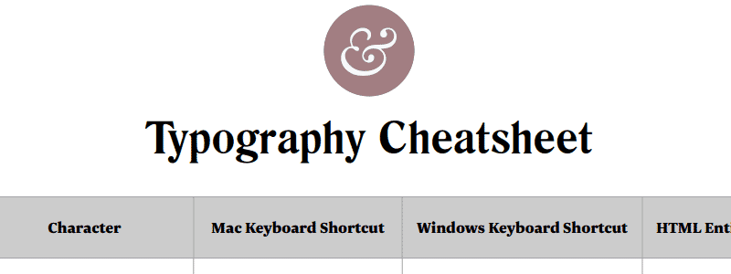 Typography Cheatsheet