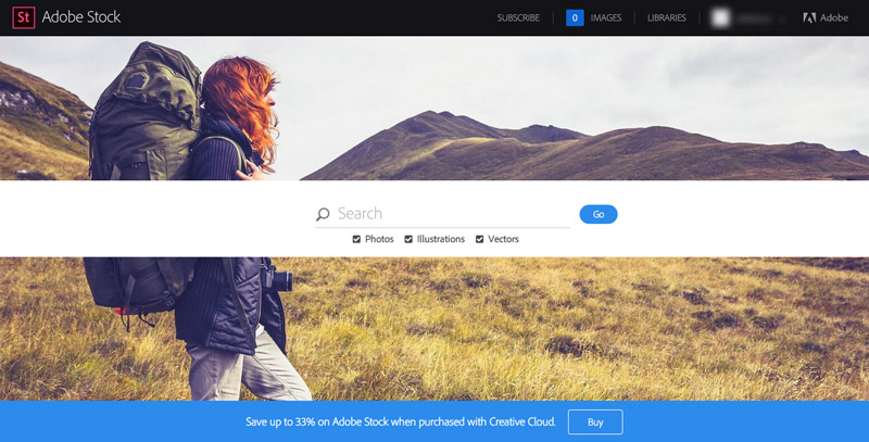 Logging in to Adobe Stock
