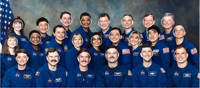 NASA Astronaut Group 15 — faces highlighted after face detection