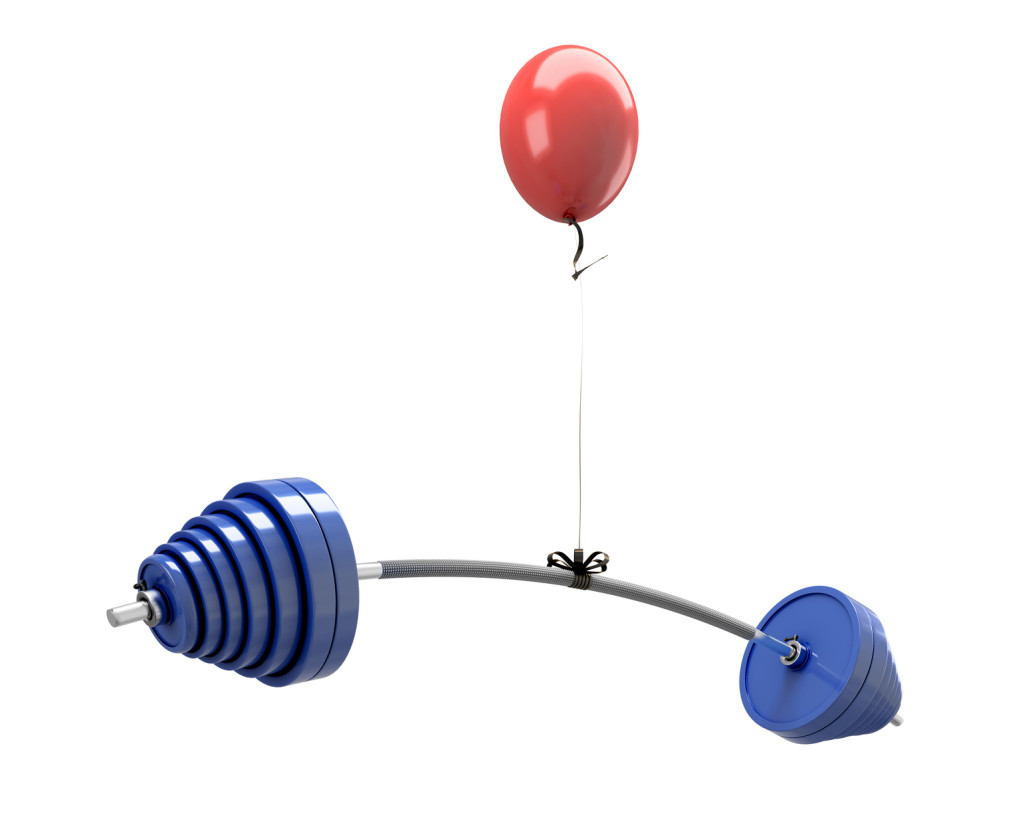 Balloon lifting a barbell