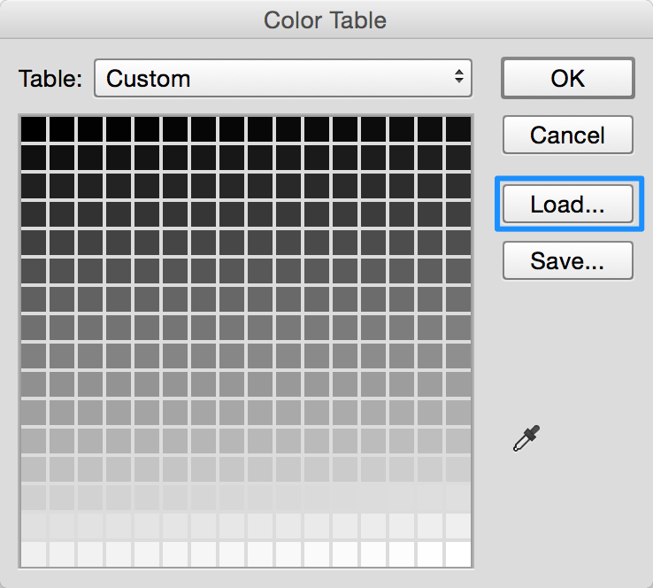 Loading a custom palette in Photoshop