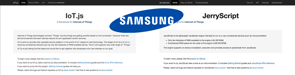 The Samsung IoT.js and JerryScript pages