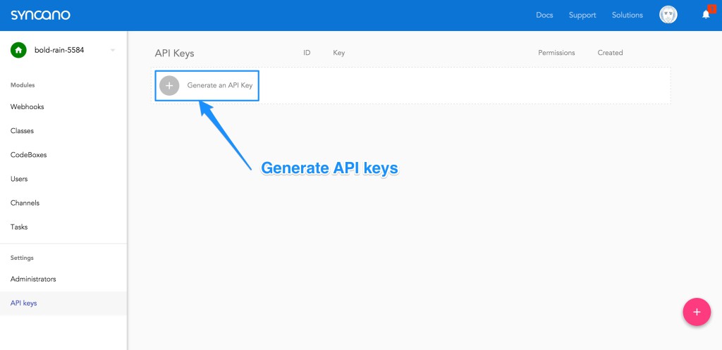 Generating an API key