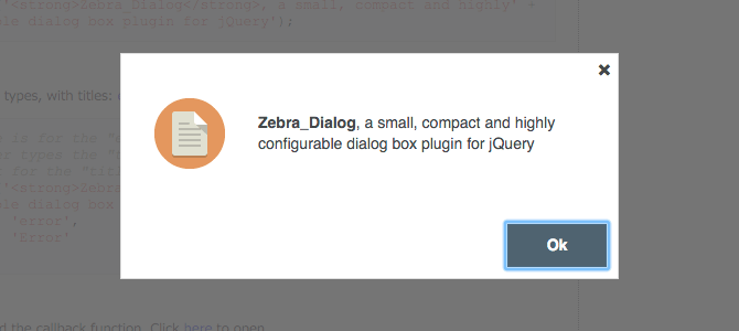 Zebra Dialog Example