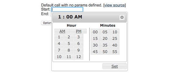 ptTimeSelect example