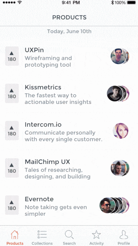 ProductHunt microinteractions
