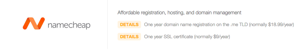 Domain Name under the GitHub Education Pack from NameCheap