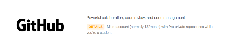 GitHub micro account under the Student Pack