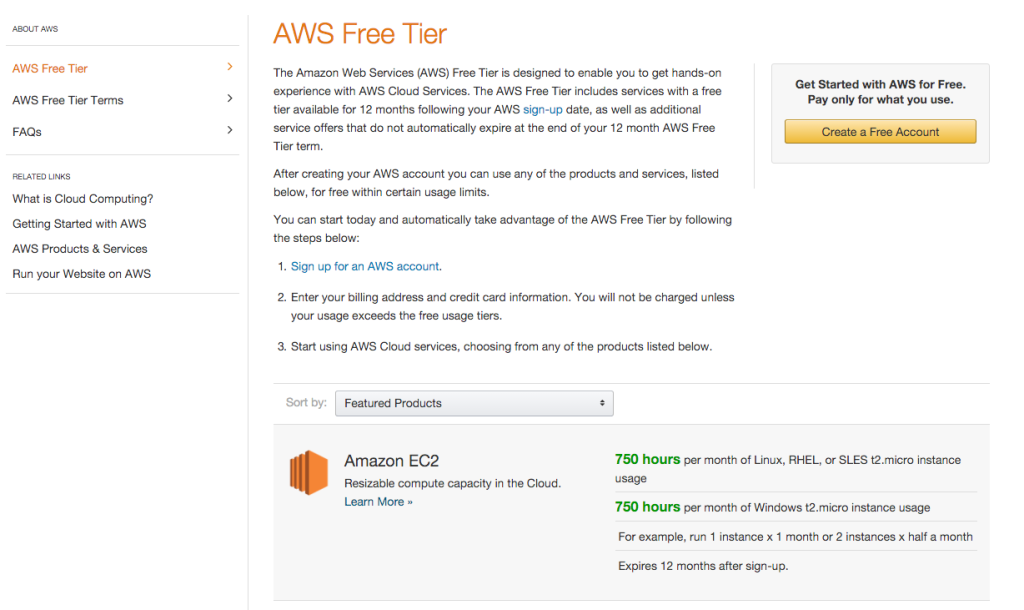 AWS Free Tier usage