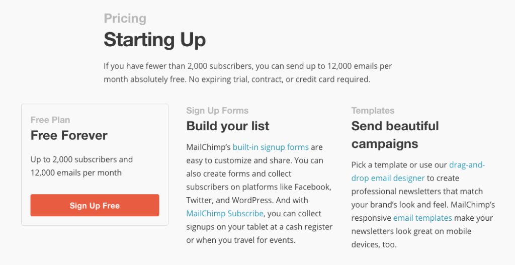 MailChimp Plan for Entrepreneurs