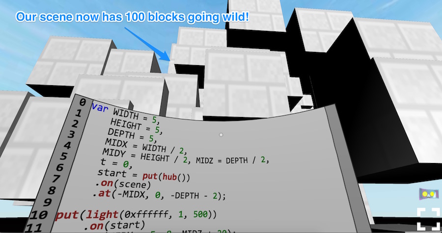 Our demo with 100 blocks
