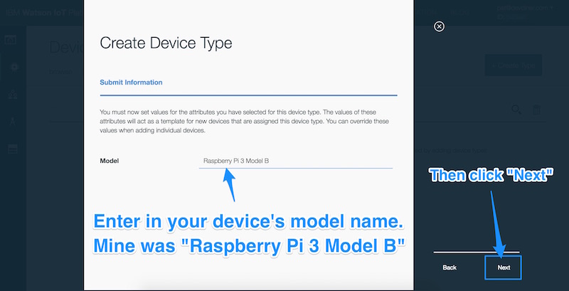 Entering in Raspberry Pi 3 Model B as the model name