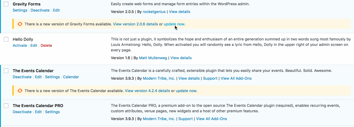 website backup (database and files) before upgrading wordpress