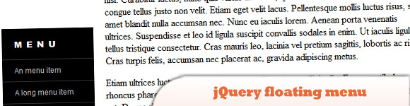 jQuery floating menu
