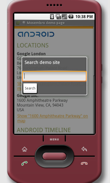 The Mosembro search interface