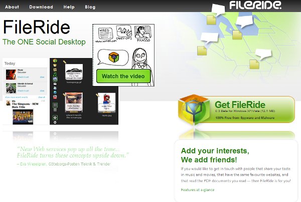 FileRide landing page