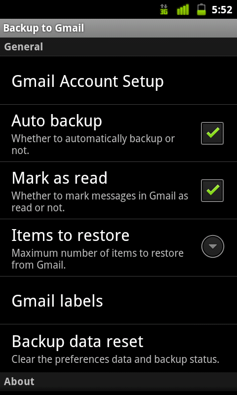 does gmail backup text messages