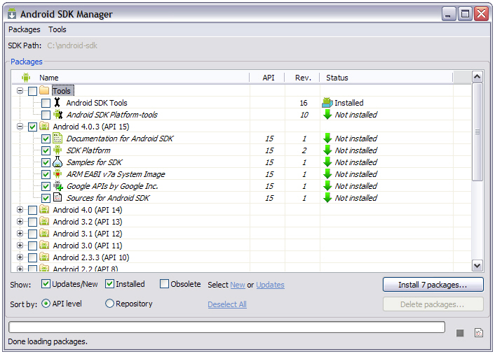 android sdk manager path windows