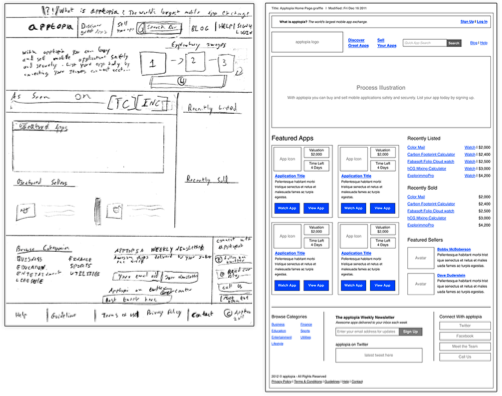Two wireframes, one project
