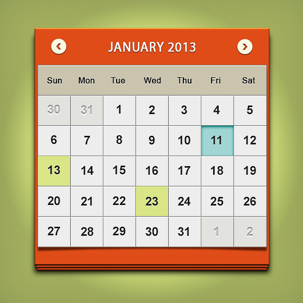 design a clean calendar ui in photoshop sitepoint making calendars in indesign