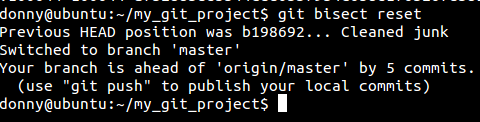 Git bisect reset - coming back to old state