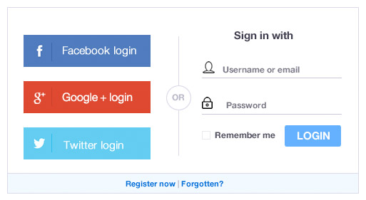 The image represents the login with social media