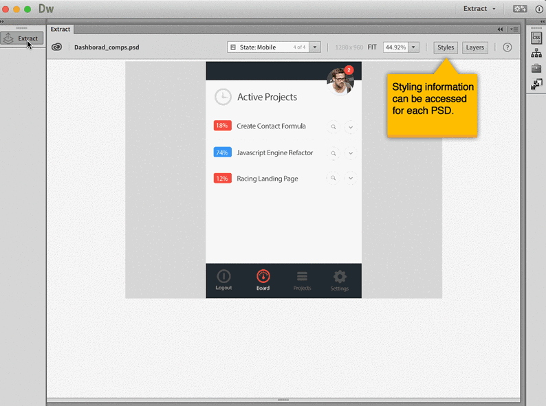 Animated tour of the Extract panel