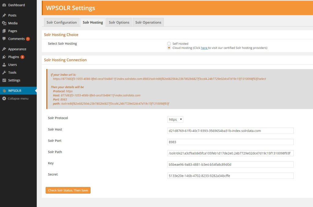 WPSOLR/GotoSolr Dashboard