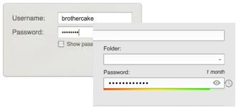 Two password forms - one using a checkbox to show password, the other using an icon button