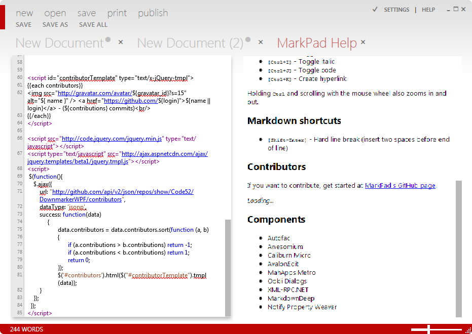 Wpf markdown editor control