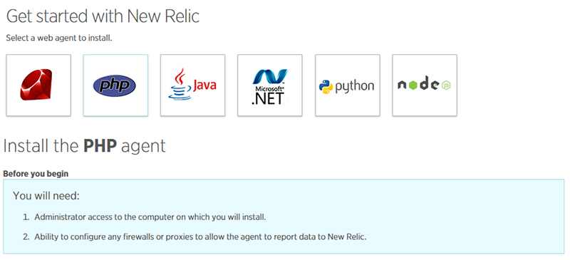 New Relic's dashboard