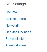 Site Settings menu