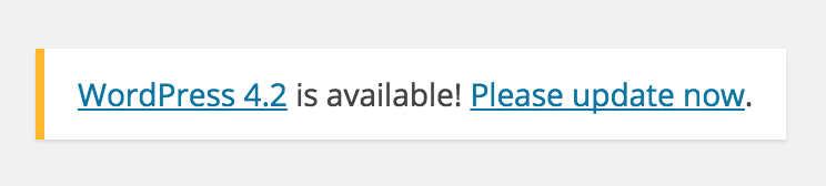 WordPress 4.2 Update Message