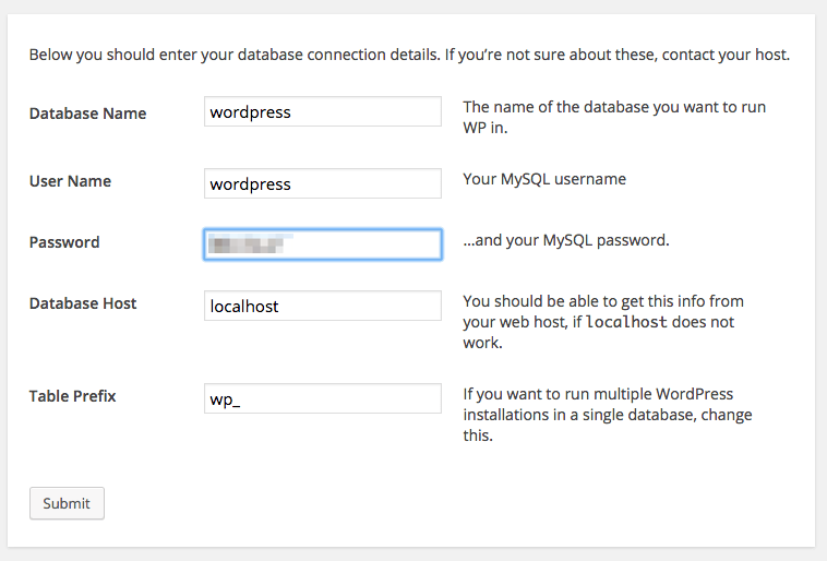 WordPress config