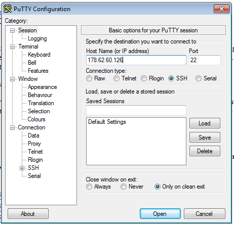 PuTTY Configuration