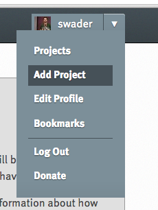Add Project menu option on ReadTheDocs.org
