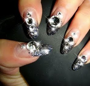 Diamond encrusted fingernails