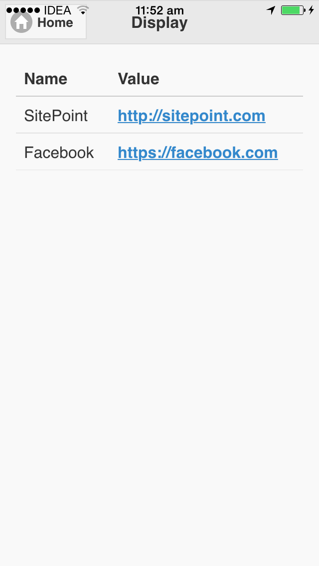 Local Data rendered in App
