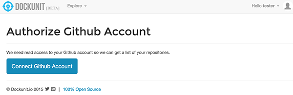 Dockunit Authorize GitHub