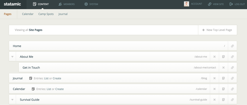 Statamic Control Panel