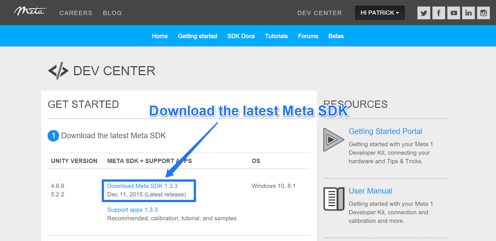 Downloading the latest Meta SDK