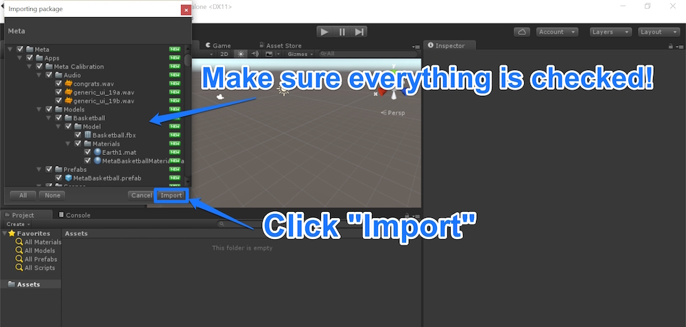 Importing Meta package ensuring everything is checked