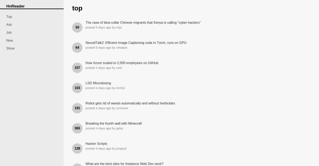 Working Hacker News Reader