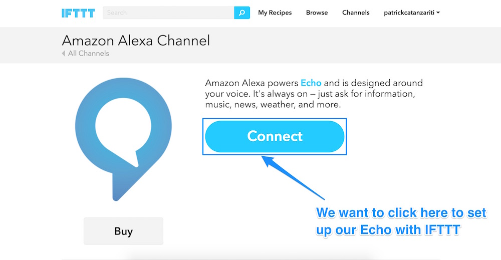 Connecting the Alexa channel